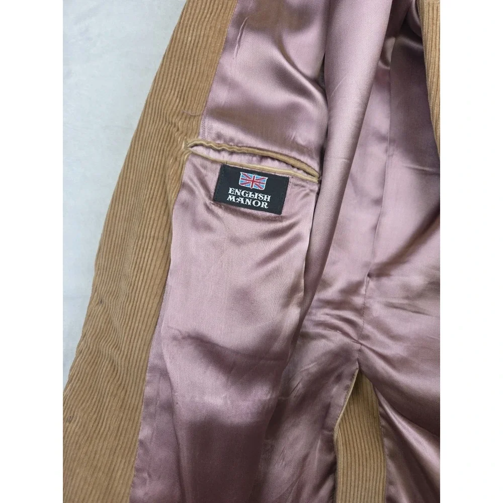 Vtg English‎ Manor Corduroy Suede Elbow Patch Sport Coat Blazer Tan Men's 42R
